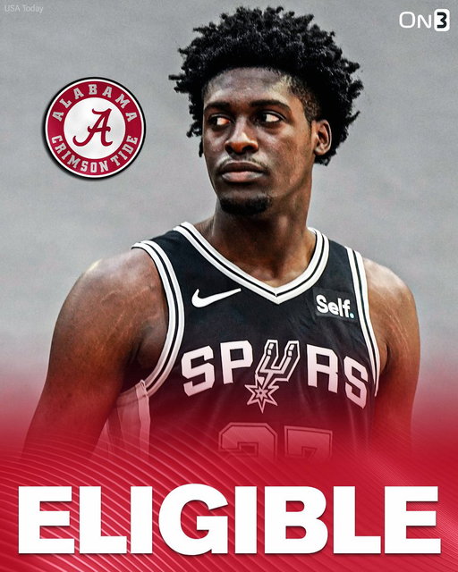 NEW: Charles Bediako has been granted a temporary restraining order and is immediately eligible to participate for Alabama basketball.

Bediako is a professional player for the Motor City Cruise of the NBA G League.

(h/t @_NickKelly)

https://t.co/j8BoRxAtb8