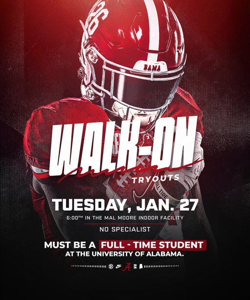 WALK-ON TRYOUTS

📆 January 27
📍 Mal Moore Indoor Facility 
⏰ 6pm

Must be a FULL-TIME STUDENT enrolled in 12+ hours this semester. 
