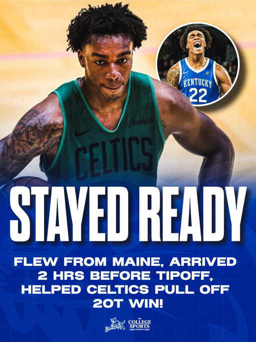 WILD DAY FOR AMARI WILLIAMS 🤯🔥

After practicing with the Maine Celtics this morning, Williams received a last-minute NBA call, flew to New York, arrived two hours before tipoff, and made clutch plays in Boston’s 2OT win vs Nets

His night included a key OT assist, an And-1 finish, and the game-saving block 🍀