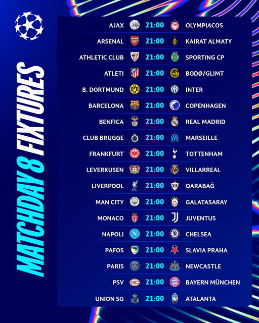 18 games kicking off simultaneously on Wednesday 🤯

#UCL 