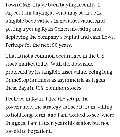 BREAKING: MICHAEL BURRY DISCLOSES LONG POSITION IN $GME, PRAISES COHEN. 