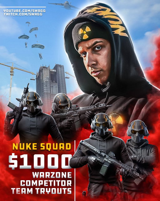 It’s time. 

FaZe x Nuke Squad Warzone Showcase ($1,000) 

If you want a chance to represent @FaZeEsports and compete in the EWC + Resurgence Series, here’s your chance to prove it. 

Thursday 12PM PST ☢️ 