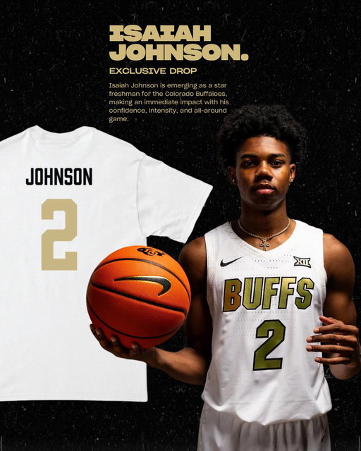 Star freshman. Star power. ⭐️ The Isaiah Johnson drop is here. Shop now. 

https://t.co/IwzLqHjzKE

#IsaiahJohnson #Coloradombb #coloradobasketball #skobuffs #buffnation 