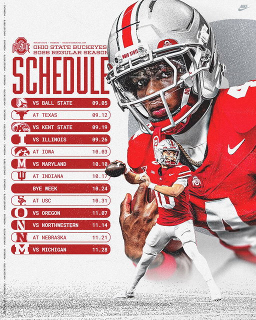 B1G things coming in 2️⃣0️⃣2️⃣6️⃣.

The full schedule for @OhioStateFB’s 2026 campaign is HERE. 