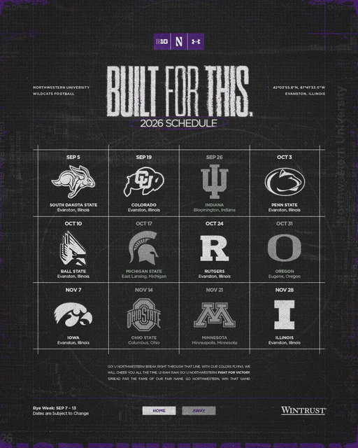 Save the Dates 🚨

Your 2026 Northwestern Wildcats schedule 📲 
