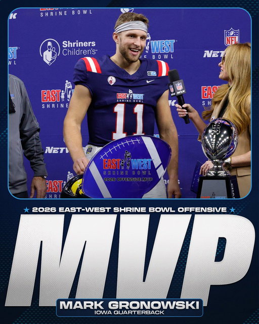 2026 East-West Shrine Bowl Offensive MVP

💫 @mgronowski11, @HawkeyeFootball

#ShrineBowlWHOSNEXT 