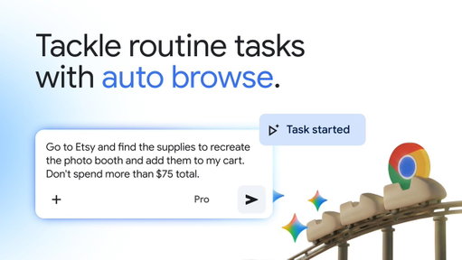 Chrome keeps getting better with Gemini 3 🎢

From sending emails without switching tabs to auto browse (now available for Google AI Pro and Ultra subscribers in the US), see how these and other updates to Gemini in Chrome can help you get more done with less toggling. 