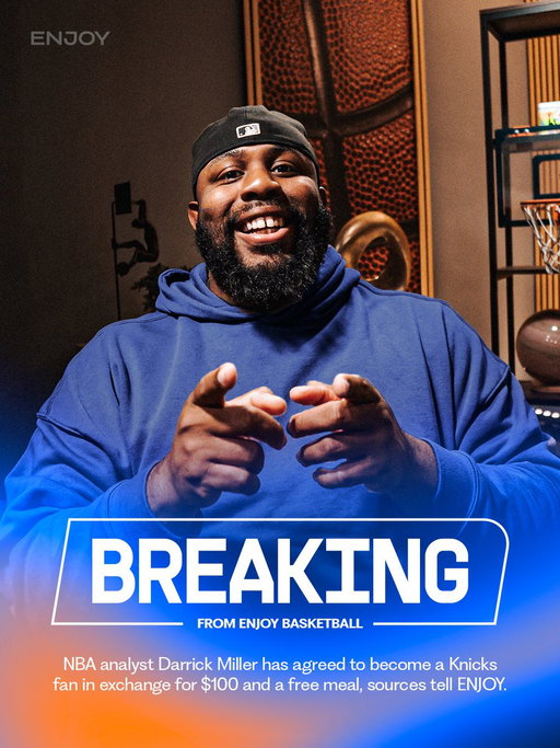 BREAKING: Darrick Miller is now a New York Knicks fan for the rest of the season in exchange for $100 and one meal. 👀 