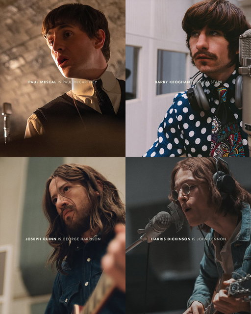 The Beatles. April 2028.
 
Paul Mescal is Paul McCartney
Barry Keoghan is Ringo Starr
Joseph Quinn is George Harrison
Harris Dickinson is John Lennon
 
The Beatles – A Four-Film Cinematic Event, directed by Sam Mendes. #TheBeatlesMovies 