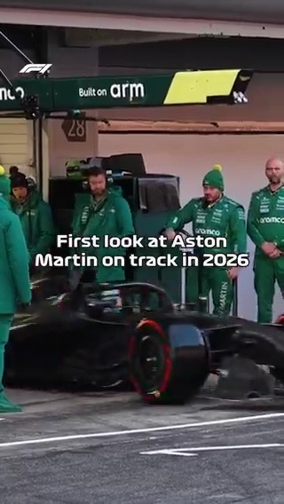 A first look at the Adrian Newey-designed Aston Martin AMR26 on track at Barcelona! 🤩💪

#F1 