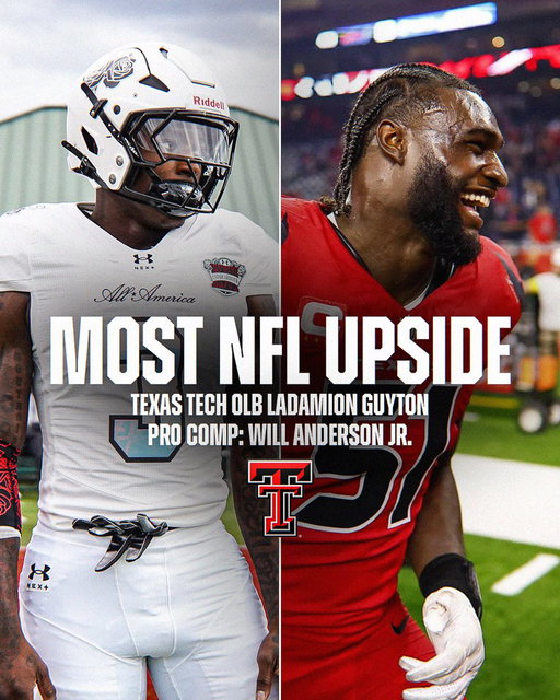 Final ESPN Rankings have been released and @TomLuginbill and @CraigHaubert looked at which prospects have the most NFL upside 👀 @ESPNCFB 

5-star Texas Tech signee LaDamion Guyton reminds us of Texans All-Pro Will Anderson Jr. @DamionGuyton3 

Full story: https://t.co/N5V9qHBmUe 
