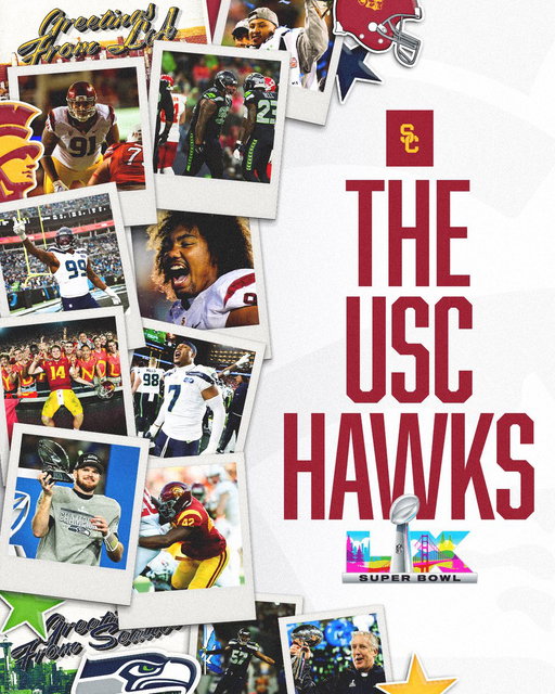 No Trojans on the Pats, so we’re ready to endorse the USC-Hawks in Super Bowl LX! 
