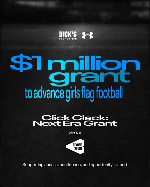 We’re investing in the future of the game. 🏈✨

Together with @dickssportinggoods, we’re committing $1M to grow girls flag football by providing access, equipment, and coaching so more girls can get in the game. 