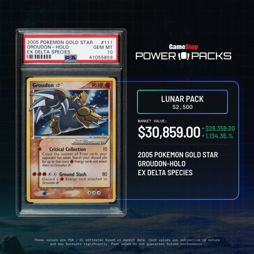 The Groudon Gold Star PSA 10 was pulled and sold back, making it still available in Lunar Packs. 
