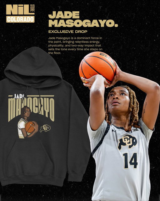 Jade Masogayo. Relentless energy, two-way dominance. 🦬🏀

Shop this NIL Store Exclusive now!!

#Buffnation #Skobuffs #Jademasogayo #coloradowbb #cubuffswbb 
