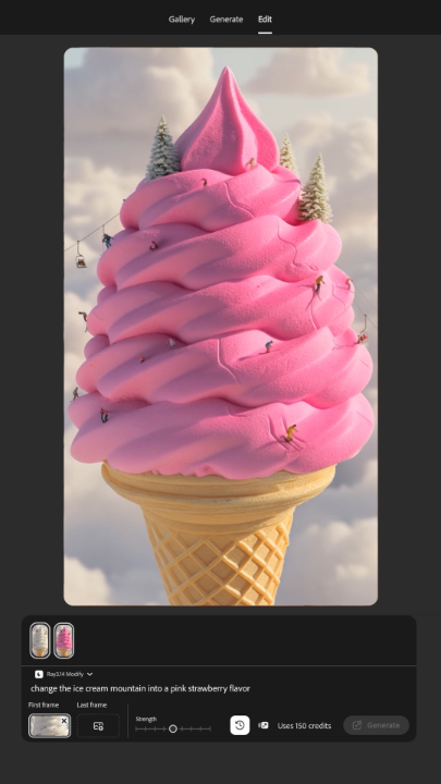 We're soft serving up a fresh editing feature.

The brand new Luma Ray3.14 model just landed in the Firefly chat.

Transform scenes, swap characters, or replace whole environments, all with a prompt.

Try it today: https://t.co/Ik1ATZUStm 