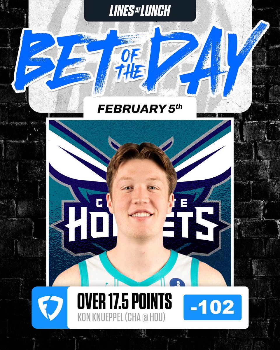 BET OF THE DAY 💰

KON KNUEPPEL OVER 17.5 POINTS 🏀

YTD RECORD: 16-14 📈 