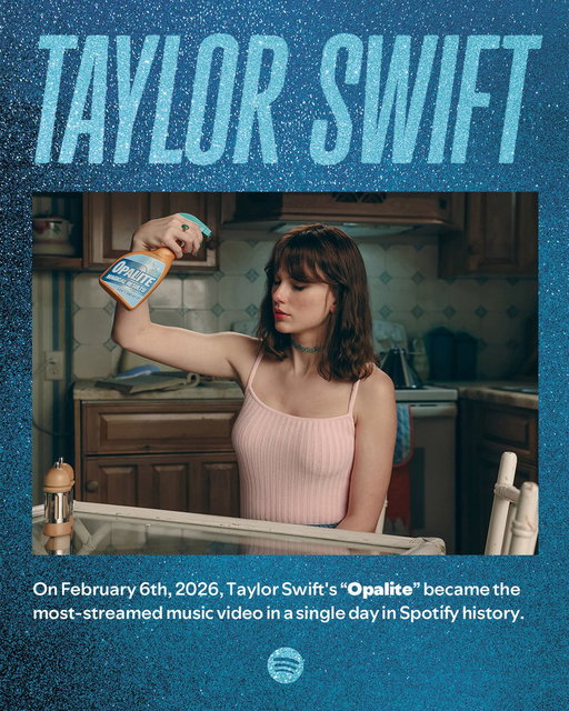 On February 6th, 2026, Taylor Swift’s “Opalite” became the most-streamed music video in a single day in Spotify history. 