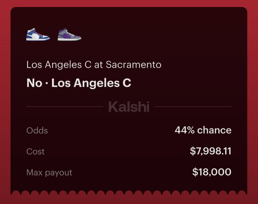 Here’s how I locked in $1.89 in RISK-FREE profit using @BookieBeats1 ⬇️

I was able to snag Clippers NO at 44% on Kalshi and Clippers on Fanatics.

Total staked: $17,998.11
Guaranteed Return: $18,000
Locked-in Profit: $1.89

No sweating, just profit.

DM if you want to learn! 
