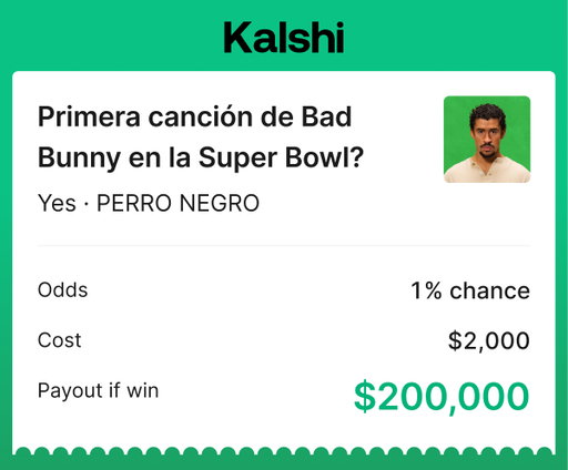 Una persona ha metido $2,000 a que Bad Bunny empezará el show del Super Bowl con "PERRO NEGRO"

Si acierta, ganaría $200,000 