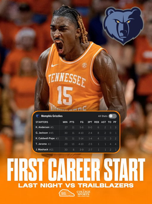 Congrats to Jahmai Mashack on his first career start for the @memgrizz last night 🧡

A special time for the VFL 🍊 
