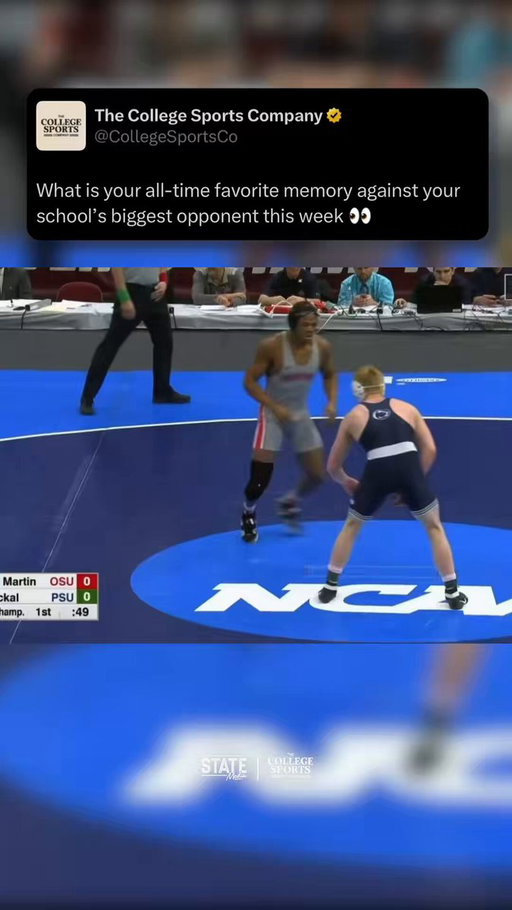 Throwback to the 2018 NCAA Wrestling Championships when Bo Nickal pinned Ohio State’s Myles Martin to clinch the team title 🏆 