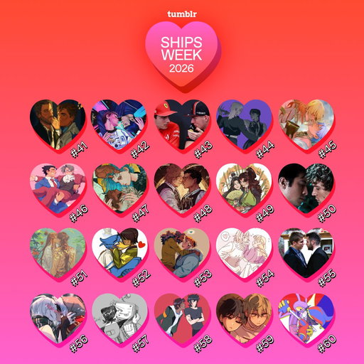 can’t turn this ship around now…

Ships Week, our V-Day countdown of Tumblr’s Top 100 ships of the year, is getting into heavy hitters: #60–#41.❣️

before we unpack, let me be queer: #50 is hudcon, NOT hollanov (different ships!)

thoughts since we're into the thick of it? 