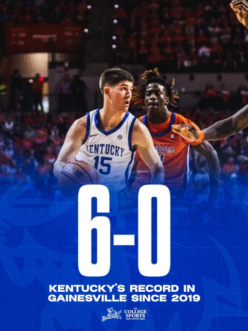 Kentucky is 6-0 in Gainesville since 2019

Cats are also 17-5 against the Gators since 2015 👀 
