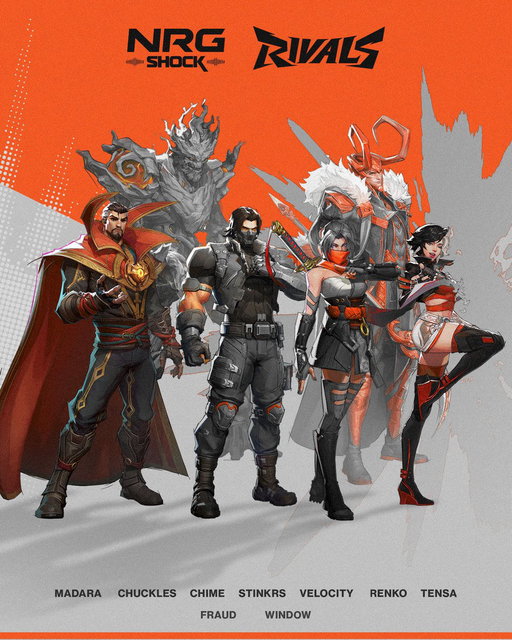 Let's shock the world 

We are your NRG Shock Marvel Rivals 2026

🛡️ @CO2Madara
🛡️ @Chuckles8
⚔️ @chime9s
⚔️ @stinkrs1 
💉 @Renko_OW
💉 @velocity_mr

⚔️ @FraudQR
🛡️@i_am_window

🧠 @Tensa_The_Sage 
📈 @v1ck_mr
💼 @Lina_MR_ 