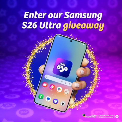 📱 The brand-new 𝐒𝐚𝐦𝐬𝐮𝐧𝐠 𝐒𝟐𝟔 𝐔𝐥𝐭𝐫𝐚 has travelled from the future! Better grab it before it disappears⁣
Enter the giveaway below for the chance to win!⁣

____________⁣ ⁣ ⁣
One Canada-based winner will be announced on 6th March to win a Samsung S26 Ultra (256 GB). Full T&Cs via link. ⁣
Prize is not exchangeable. ⁣PlayOJO is not affiliated with, sponsored by, or endorsed by Samsung.