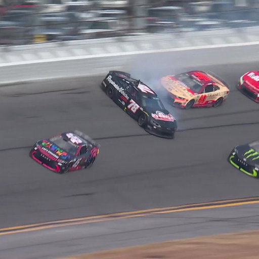 The No. 78 goes around and collects defending DAYTONA 500 Champion @WilliamByron! 