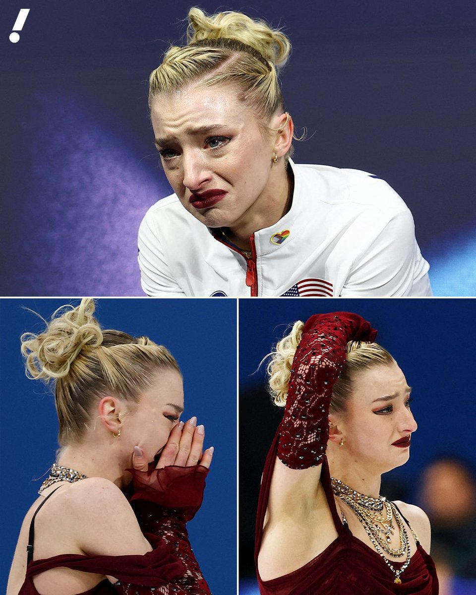 Amber Glenn filled with emotion after finishing in 13th place, scoring a 67.39 in short program qualifying 🥹 