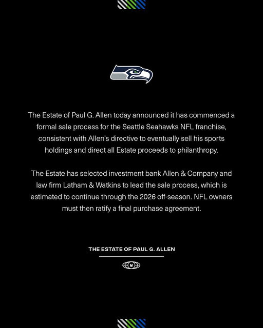 Estate of Paul G. Allen Begins Sale Process for Seattle Seahawks 