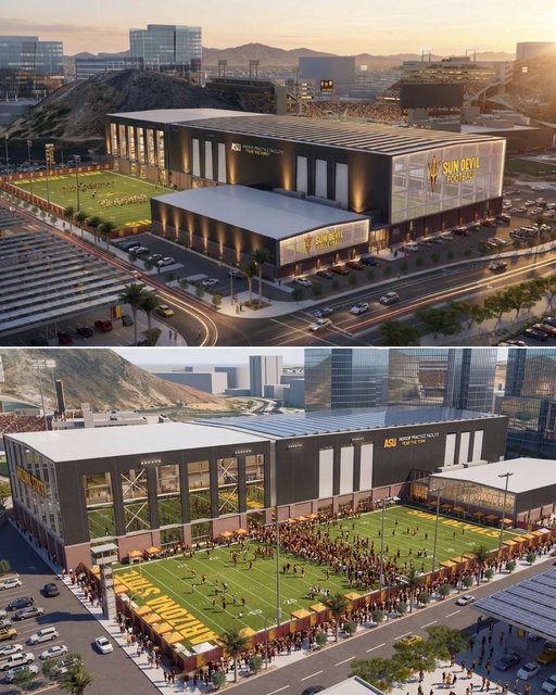 The future of Sun Devil Athletics is now 🔱

We are proud to share the renderings of the new ASU Indoor Practice Facility. The full indoor field will ensure our Sun Devils unmatched flexibility to maximize reps and game day readiness. Additionally, this facility will serve as a connective hub for Sun Devil fans and the game day experience. Click the link to learn more about the facility and how to contribute to the project.