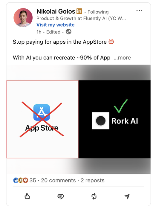 Stop paying for apps and pay $200 in AI credits to build an half-baked MVP that breaks on day 2 