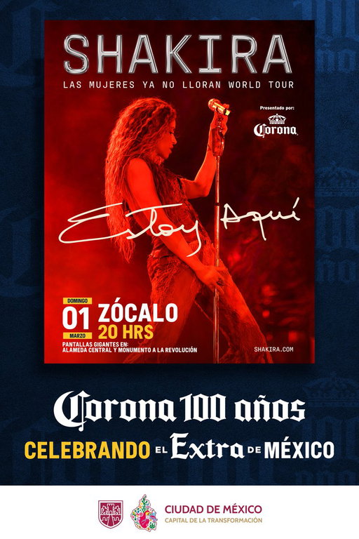 Llegó el momento de dar el EXTRA para celebrar nuestros primeros 100 años con todos los mexicanos en el Zócalo de la Ciudad de México. 
El lugar donde comenzó en 1925. ¡Nos vemos el domingo 1ro de Marzo para celebrar en grande con Shakira! 
#Corona100Años #100AñosDandoElExtra 