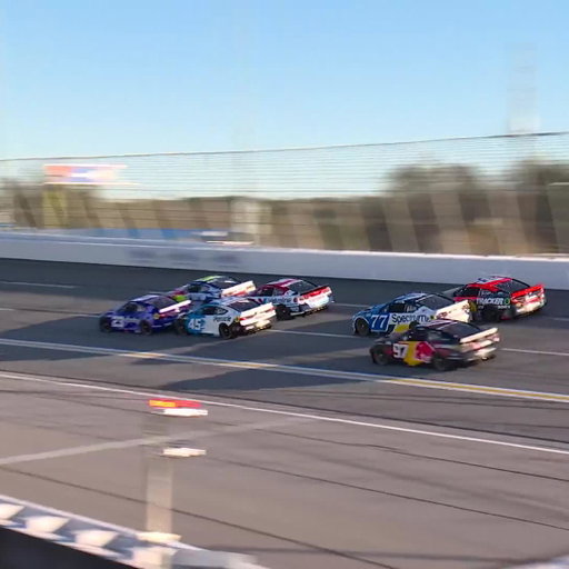 There's contact between Larson and SVG as @BubbaWallace wins Stage 2! 