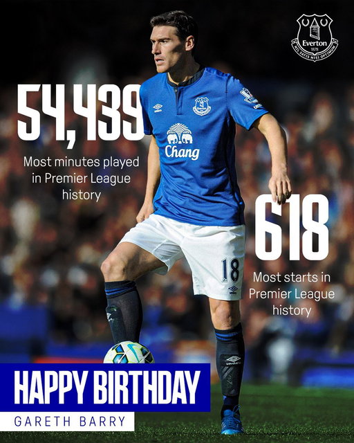 Happy 45th birthday to former Everton midfielder Gareth Barry! 🎉🔵 