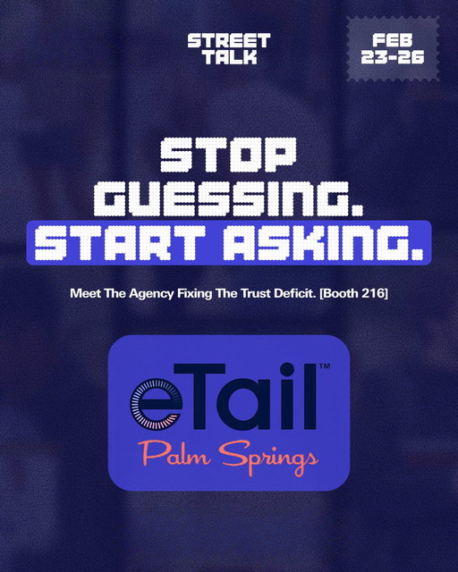 Stop guessing, start asking! 🗣️ Jesse is holding it down at Booth 216 through Wednesday. Swing by and say hi!

#etailpalmsprings #StreetTalk #PerformanceMarketing 