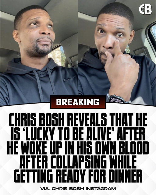 BREAKING: Hall of Famer Chris Bosh reveals that he is ‘lucky to be alive” after he woke up in his own blood after collapsing while getting ready for a date night with his wife. 

Bosh, 41, took to a social media video to explain the situation — that he has no memory of — while showing off black eyes after slamming his face on the ground. He also spread the word to be grateful for this life & to not take things for granted. 

Bosh’s NBA career was forced to an early end due to recurring, life-threatening blood clots, specifically pulmonary embolisms (lung clots) in 2015 and 2016. After the clots returned in 2016, the Miami Heat determined he could not safely continue playing while on necessary blood-thinning medication. 

Get well soon, Chris Bosh! ❤️🙏