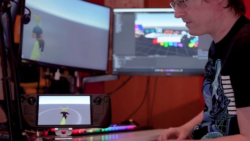 Here's a @unity Editor scene being synced to @valvesoftware Steam Deck in realtime with the upcoming Unity SDK for @ResoniteApp!

This level of immediate feedback makes iteration extremely efficient!

More soon!

#Resonite #gamedev #socialVR #steamdeck 