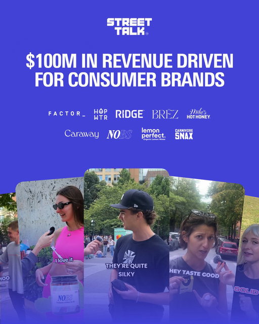 9 figures later, and we’re just getting started. 🚀 

From Factor to Mike’s Hot Honey, we help the world’s most exciting brands turn authentic street interviews into massive ROI. Book a call today to see you're a good fit. 🔥☎️

#streetinterviews #StreetTalk #marketing 