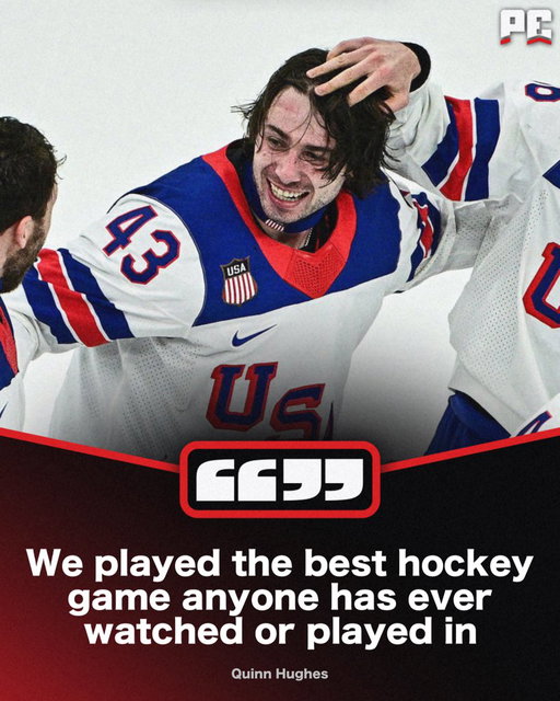 Quinn Hughes says USA's win over Canada was the best hockey game EVER 🤯🇺🇸 