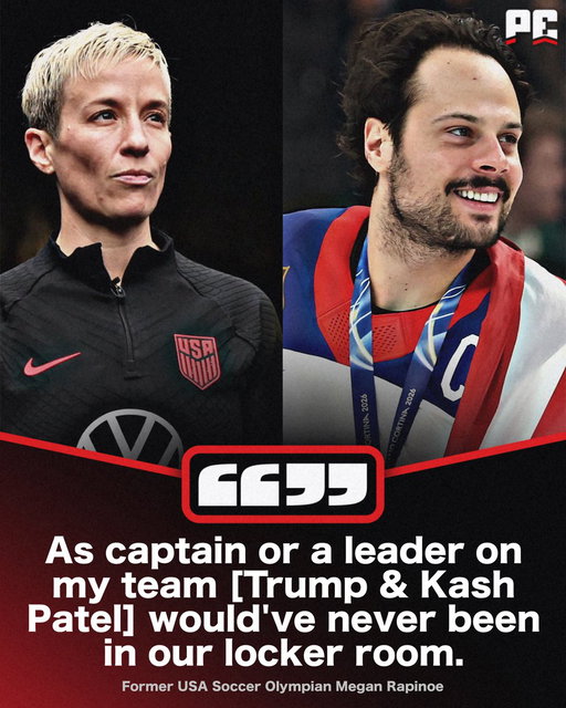 Former US Olympian Megan Rapinoe: 

"I know what happens in those locker rooms. People get brought in, you have no say. To have the President on the phone, you get yourself wrapped in this moment. For me, the choice point is like, I would've never as a captain or a leader on my team, that would've been clear to our staff: Those people would never be allowed in our locker room."
