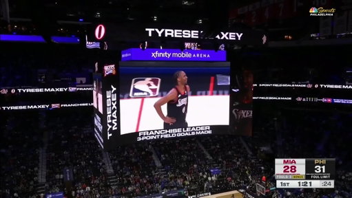 The moment Tyrese Maxey passed Allen Iverson for most threes in 76ers franchise HISTORY 🔥 