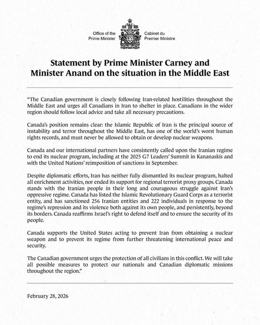 My statement on Iran-related hostilities in the Middle East: 