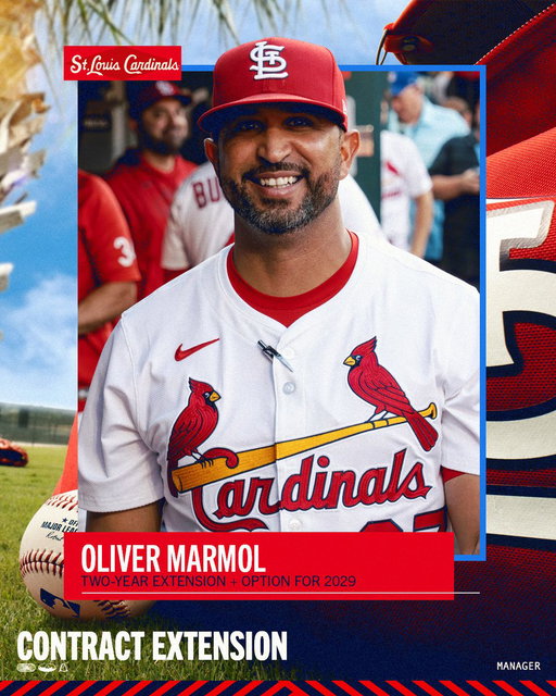 We have agreed to a two-year contract extension with manager Oliver Marmol with a club option for the 2029 season. 