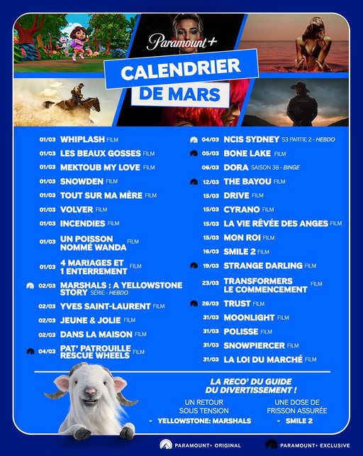 Vous l’attendiez, il est làààààà !

De #Marshals à #Transformers, laissez-vous guider par notre calendrier de maaaaars 🐐🍿 