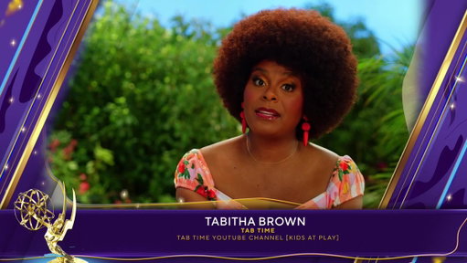 The #ChildrensEmmys Award for Outstanding Children's Personality goes to Tabitha Brown @IamTabithaBrown (@YouTube). 
