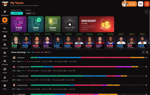 New features &amp; stats added

1) See the rankings history of any player over time
- Can filter by creator
- Can change between positional &amp; overall
- Can change between our super flex &amp; 1QB rankings

2) Get a quick view of any players prospect profile 